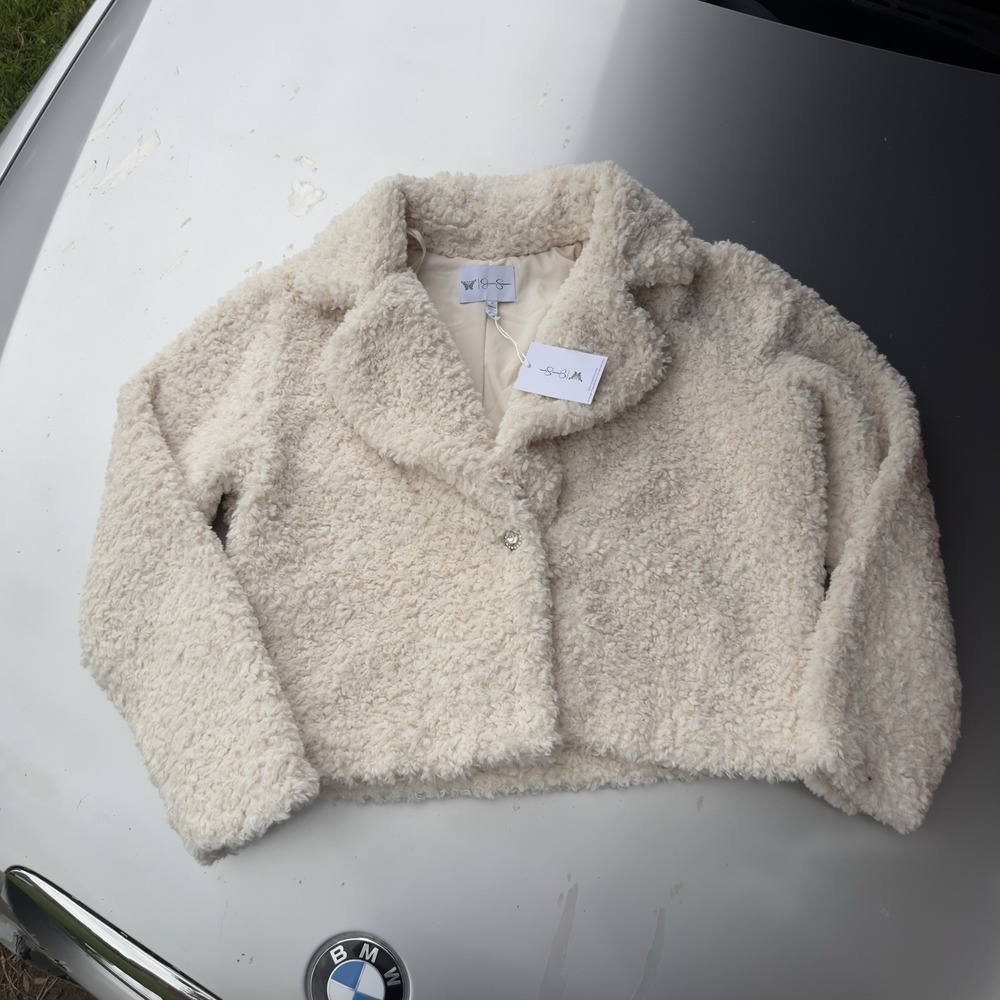 NWT Jessica Simpson FAUX SHEARLING Jacket CREAM Size Womens M